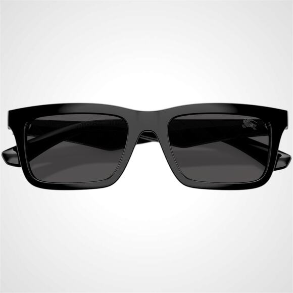 New Burberry Sunglasses Black Square Interior Classic Check Arms 53mm Gray Lens - Picture 4 of 7